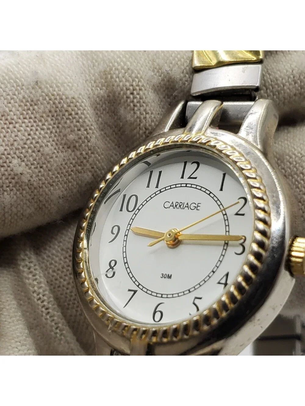 Timex Carriage Womens Watch 22mm Two-Tone Stretch Band New Battery